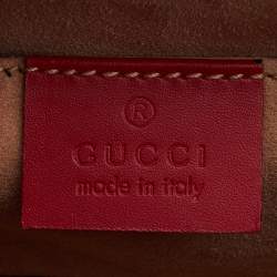 Gucci Red Leather Mini Web Chain Sylvie Top Handle Bag