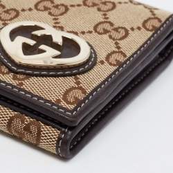 مملوكة مسبقًا Gucci Beige/Dark Brown GG Canvas Lovely Heart Continental Wallet