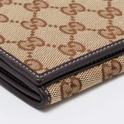 مملوكة مسبقًا Gucci Beige/Dark Brown GG Canvas Lovely Heart Continental Wallet