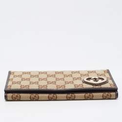 مملوكة مسبقًا Gucci Beige/Dark Brown GG Canvas Lovely Heart Continental Wallet