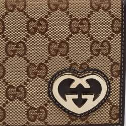 مملوكة مسبقًا Gucci Beige/Dark Brown GG Canvas Lovely Heart Continental Wallet