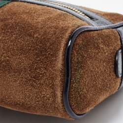 Pre Owned Gucci Brown Suede and Patent Leather GG Ophidia Belt Bag