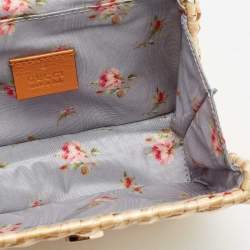 Pre Owned Gucci Beige Glazed Wicker Mini Cestino Shoulder Bag