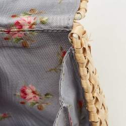 Pre Owned Gucci Beige Glazed Wicker Mini Cestino Shoulder Bag