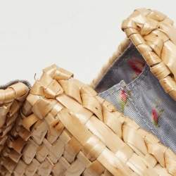 Pre Owned Gucci Beige Glazed Wicker Mini Cestino Shoulder Bag