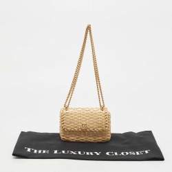 Pre Owned Gucci Beige Glazed Wicker Mini Cestino Shoulder Bag