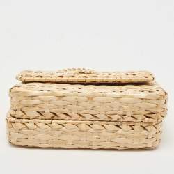 Pre Owned Gucci Beige Glazed Wicker Mini Cestino Shoulder Bag