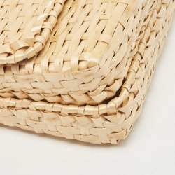 Pre Owned Gucci Beige Glazed Wicker Mini Cestino Shoulder Bag