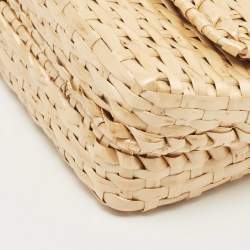 Pre Owned Gucci Beige Glazed Wicker Mini Cestino Shoulder Bag