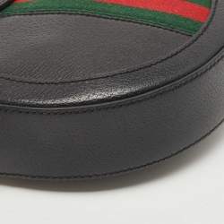 Pre Owned Gucci Black Leather Mini Ophidia Round Shoulder Bag
