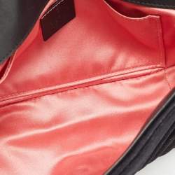 Pre Owned Gucci Black Velvet Matelassé Velvet Mini GG Marmont Shoulder Bag