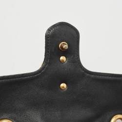 Pre Owned Gucci Black Velvet Matelassé Velvet Mini GG Marmont Shoulder Bag