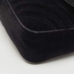 Pre Owned Gucci Black Velvet Matelassé Velvet Mini GG Marmont Shoulder Bag