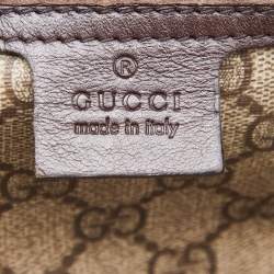 مملوكة مسبقًا Gucci Beige/Brown GG Supreme Canvas and Patent Leather Boston Bag