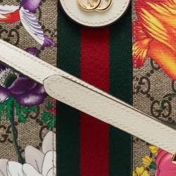 Pre Owned Gucci Multicolor GG Supreme Canvas and Leather Small Floral Ophidia Shoulder Bag