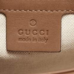 Pre Owned Gucci Brown/Off White Canvas and Leather Derby Shoulder Bag