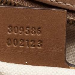 Pre Owned Gucci Brown/Off White Canvas and Leather Derby Shoulder Bag