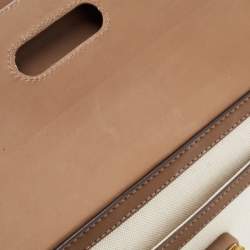 Pre Owned Gucci Brown/Off White Canvas and Leather Derby Shoulder Bag