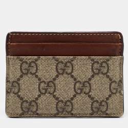 Gucci Brown/Beige GG Supreme Canvas and Leather Card Holder