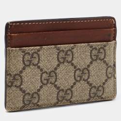 Gucci Brown/Beige GG Supreme Canvas and Leather Card Holder