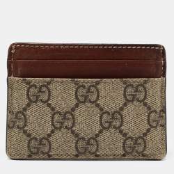 Gucci Brown/Beige GG Supreme Canvas and Leather Card Holder