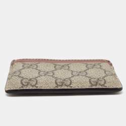 Gucci Brown/Beige GG Supreme Canvas and Leather Card Holder