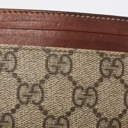Gucci Brown/Beige GG Supreme Canvas and Leather Card Holder