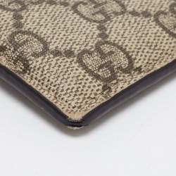 Gucci Brown/Beige GG Supreme Canvas and Leather Card Holder