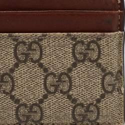 Gucci Brown/Beige GG Supreme Canvas and Leather Card Holder