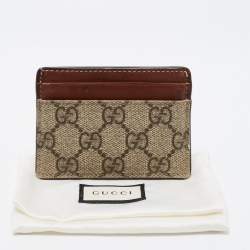 Gucci Brown/Beige GG Supreme Canvas and Leather Card Holder