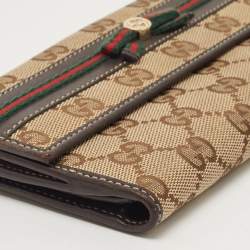 Gucci Brown/Beige GG Canvas and Canvas Mayfair Bow Continental Wallet