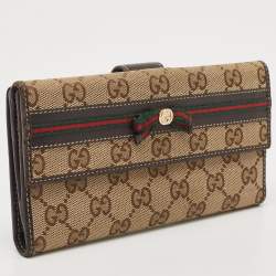 Gucci Brown/Beige GG Canvas and Canvas Mayfair Bow Continental Wallet