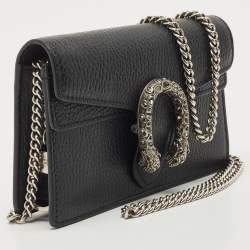 Gucci Black Leather Super Mini Dionysus Chain Bag