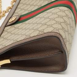Pre Owned Gucci Beige/Brown GG Supreme Canvas And Leather Medium Ophidia Shoulder Bag