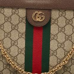 Pre Owned Gucci Beige/Brown GG Supreme Canvas And Leather Medium Ophidia Shoulder Bag