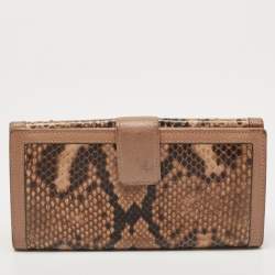 Gucci Beige/Brown Python and Leather Bamboo Tassel Bella Continental Wallet