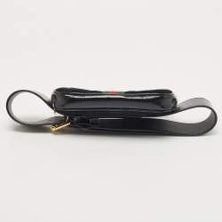 Pre Owned Gucci Black Suede And Patent Leather Ophidia Belt Bag