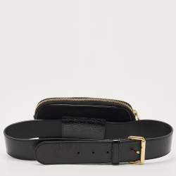 Pre Owned Gucci Black Suede And Patent Leather Ophidia Belt Bag