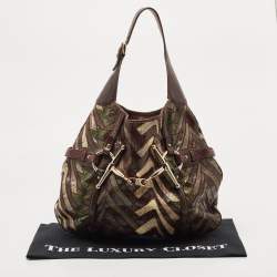 Pre Owned Gucci Brown/Multicolor Python Limited Edition 85th Anniversary Bridal Bit Hobo