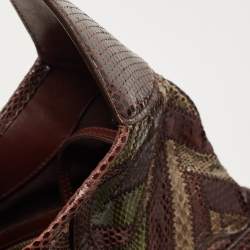 Pre Owned Gucci Brown/Multicolor Python Limited Edition 85th Anniversary Bridal Bit Hobo