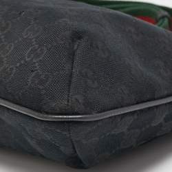 Pre Owned Gucci Black GG Canvas Web Crossbody Bag