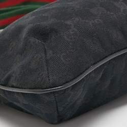 Pre Owned Gucci Black GG Canvas Web Crossbody Bag