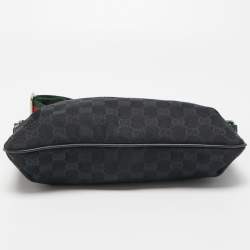 Pre Owned Gucci Black GG Canvas Web Crossbody Bag
