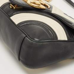 Pre Owned Gucci Black/White Matelasse Leather Medium GG Marmont Shoulder Bag