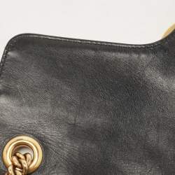 Pre Owned Gucci Black/White Matelasse Leather Medium GG Marmont Shoulder Bag
