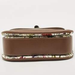 Pre Owned Gucci Multicolor Floral Canvas and Leather Medium Tassel New Bamboo Top Handle Bag