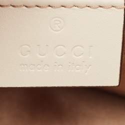 Pre Owned Gucci Beige Leather Mini Sylvie Animal Stud Embellished Top Handle Bag