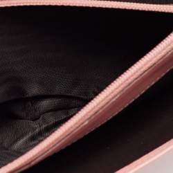 Pre Owned Gucci Pink Guccissima Leather Metal Flap Continental Wallet