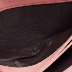 Pre Owned Gucci Pink Guccissima Leather Metal Flap Continental Wallet