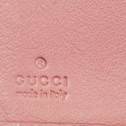 Pre Owned Gucci Pink Guccissima Leather Metal Flap Continental Wallet